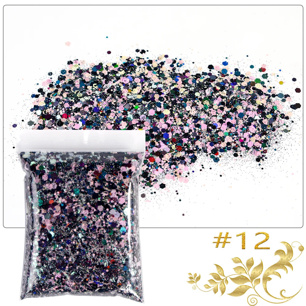Luminous Nail Glitter Sequins 50g – 12 Colors Holographic Flakes