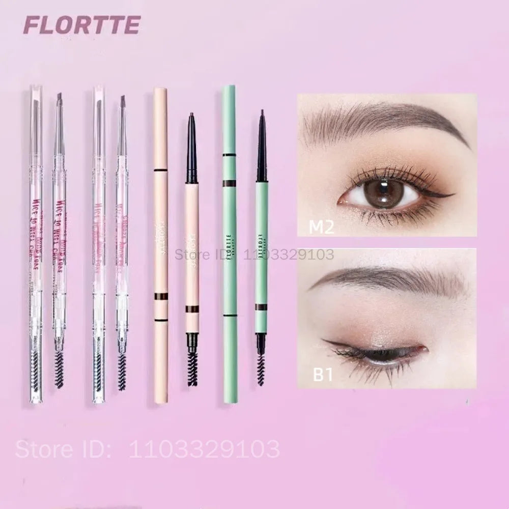 FLORTTE Dual-Ended Fine Eyebrow Pencil – Waterproof Brow Eyebrow Pencil PRIMED