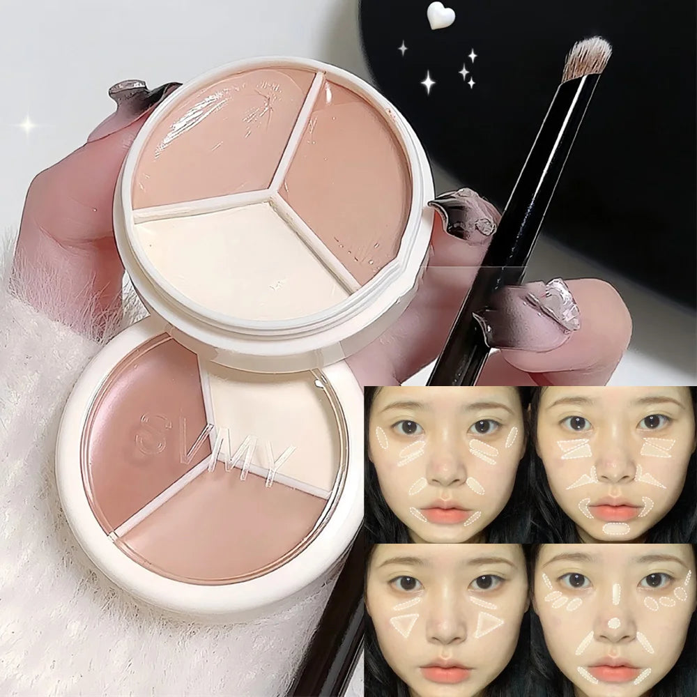 Tricolor Correcting Concealer Palette – Full Coverage Cream