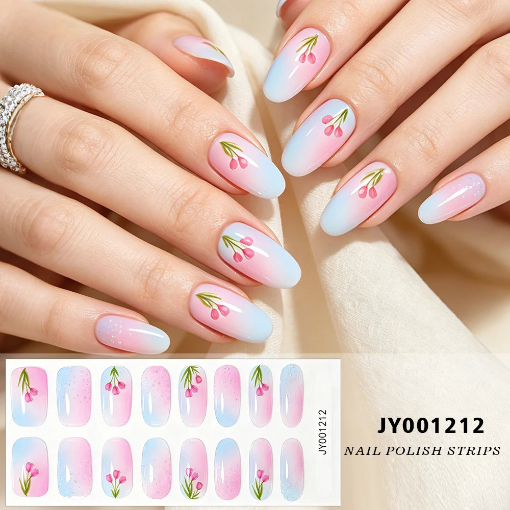 Spring Daisy Nail Stickers 16 Tips | Full Cover Glitter Decals