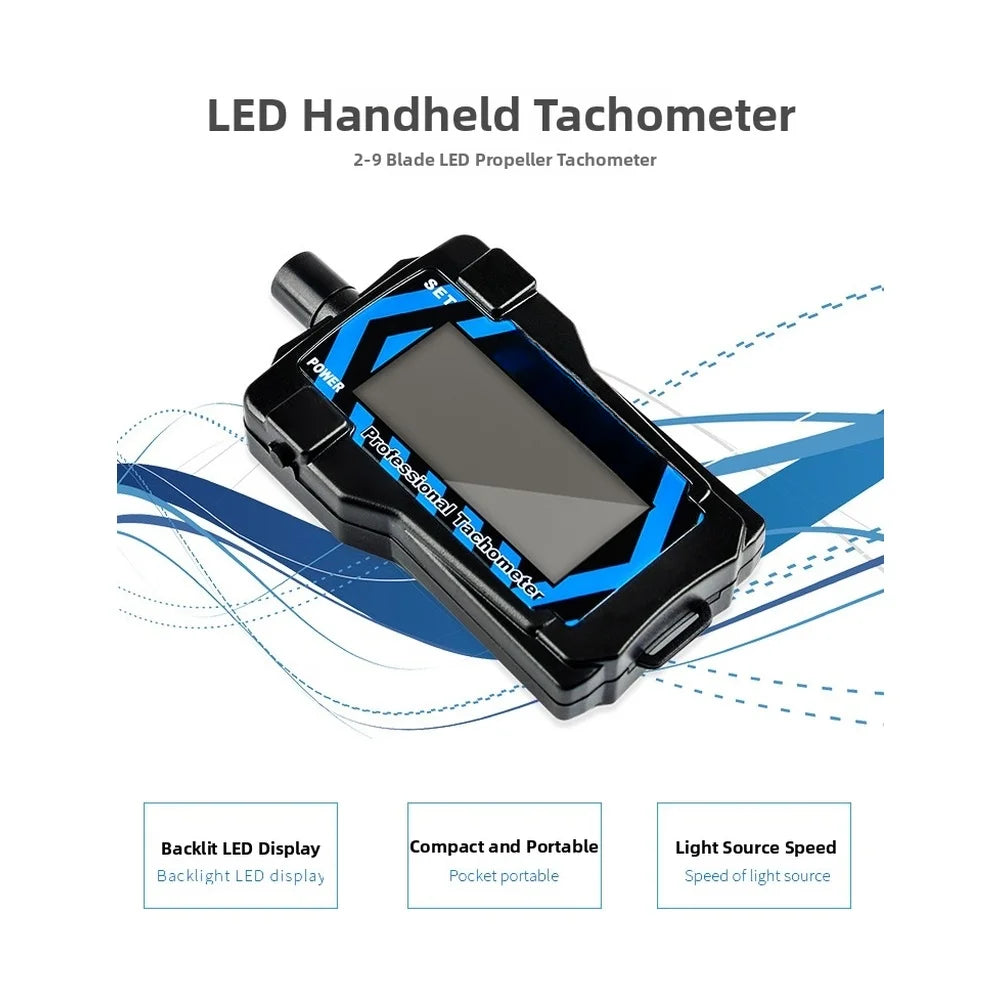 LED Handheld Tachometer – 2–9 Blade Propeller RPM Tester Handheld Tachometer PRIMED China Mainland