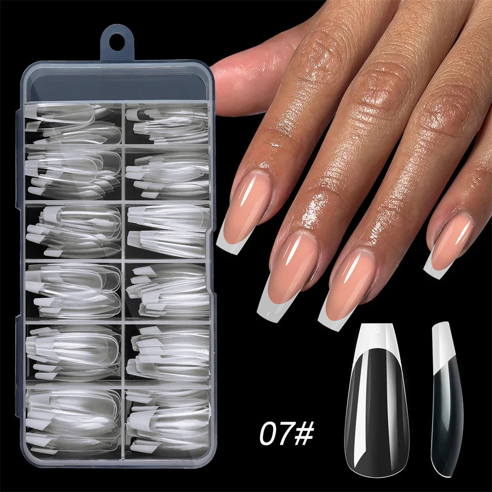 120pcs French Full Cover Nail Tips – Press On Gel & Acrylic Set
