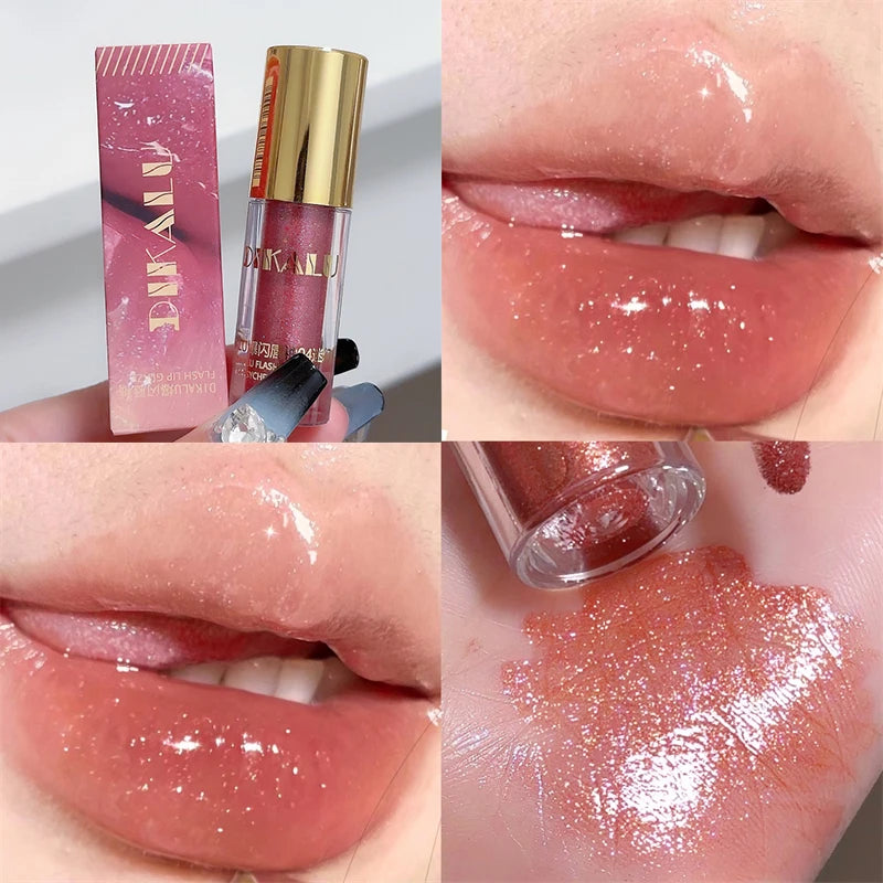 Pearl Diamond Glitter Lip Gloss – Moisturizing Plumping Tint Glitter Lip Gloss PRIMED D05