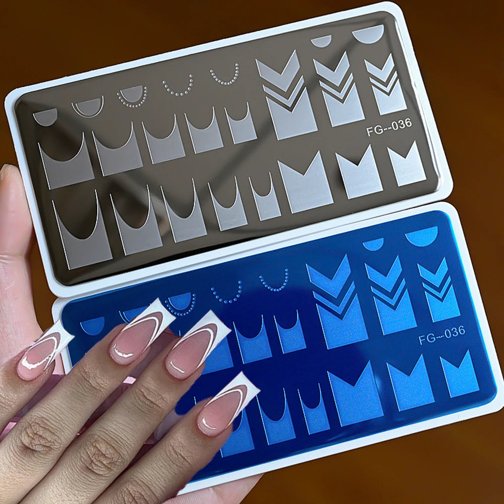 MAFANAILS Nail Stamping Plates – French Tip & Wave Stencils Nail Stamping Plate PRIMED