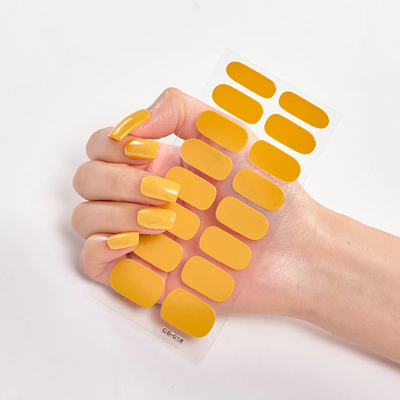 Semi-Cured Gel Nail Wraps Full Cover Stickers – 16pc Set