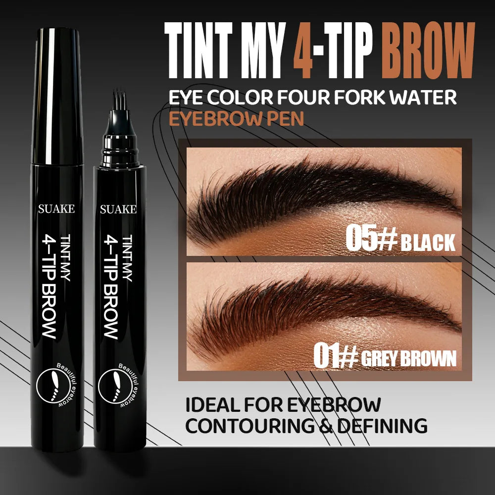4-Prong Liquid Eyebrow Pen | Microblading Hair Stroke Brow Pencil Liquid Eyebrow Pen PRIMED