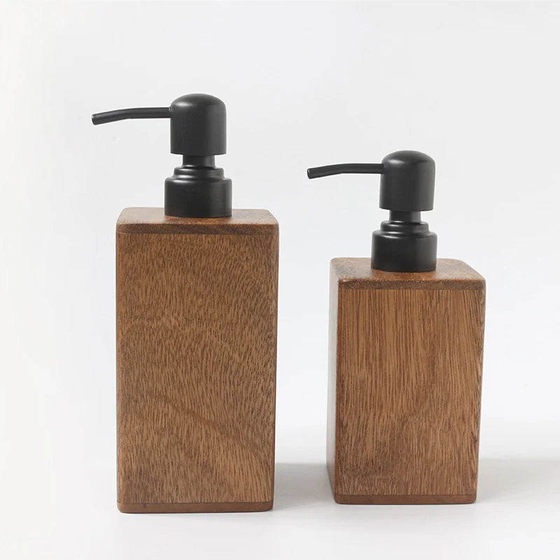 Walnut & Stainless Steel Refillable Soap Dispenser Bottle