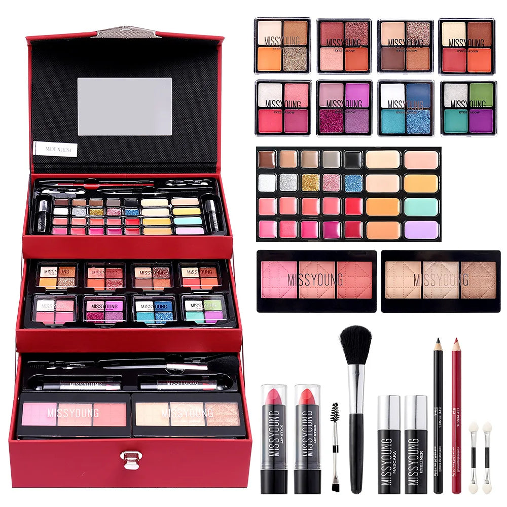 Women's Full Makeup Gift Set – Eyeshadow, Lipstick & Brushes