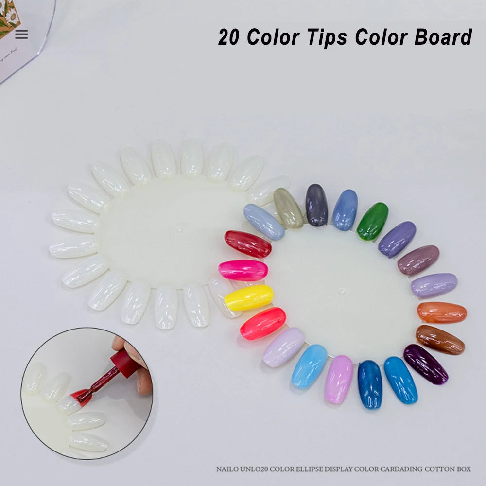 Nail Color Display Board & Practice Wheel – 20 Acrylic Tips