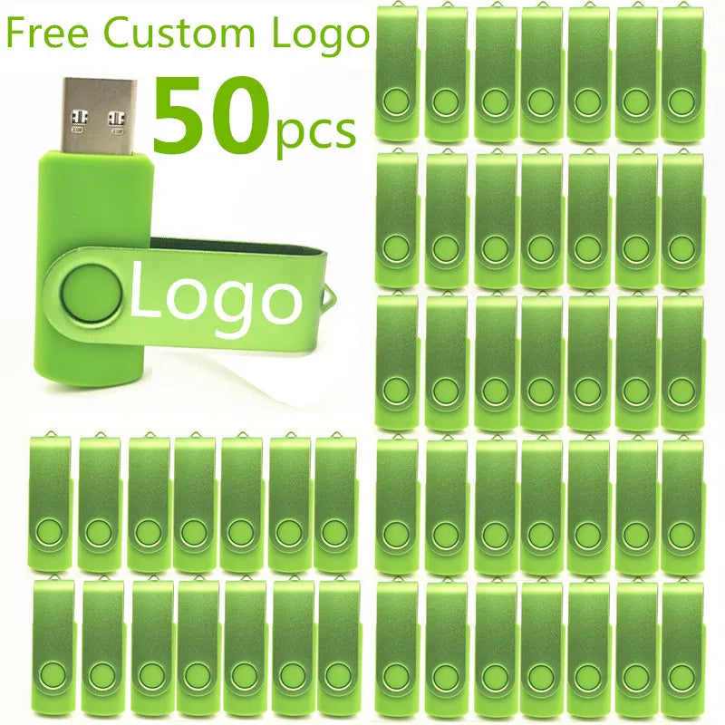 50-Pack Swivel USB 2.0 Flash Drives 4GB–128GB Bulk Pendrives USB Flash Drive PRIMED