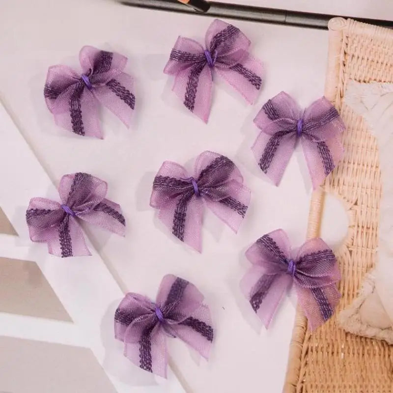 30Pcs Mini Ribbon Bows – DIY Craft & Nail Art Decoration Ribbon Bow Embellishments PRIMED Purple