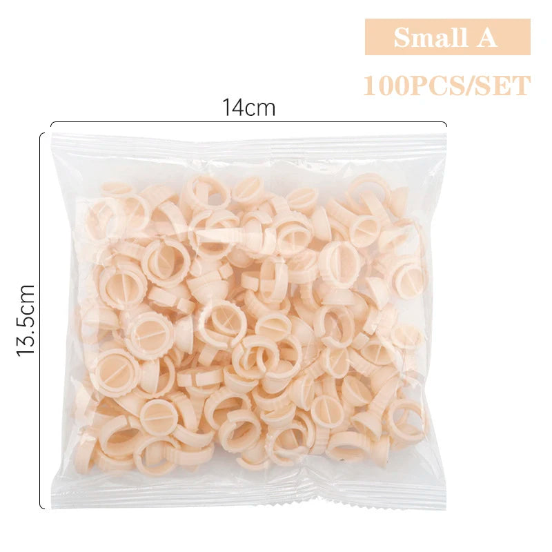 100Pcs Disposable Lash Glue Rings | Eyelash Extension Supplies Lash Extension Accessory PRIMED 100pcs yellow smallA