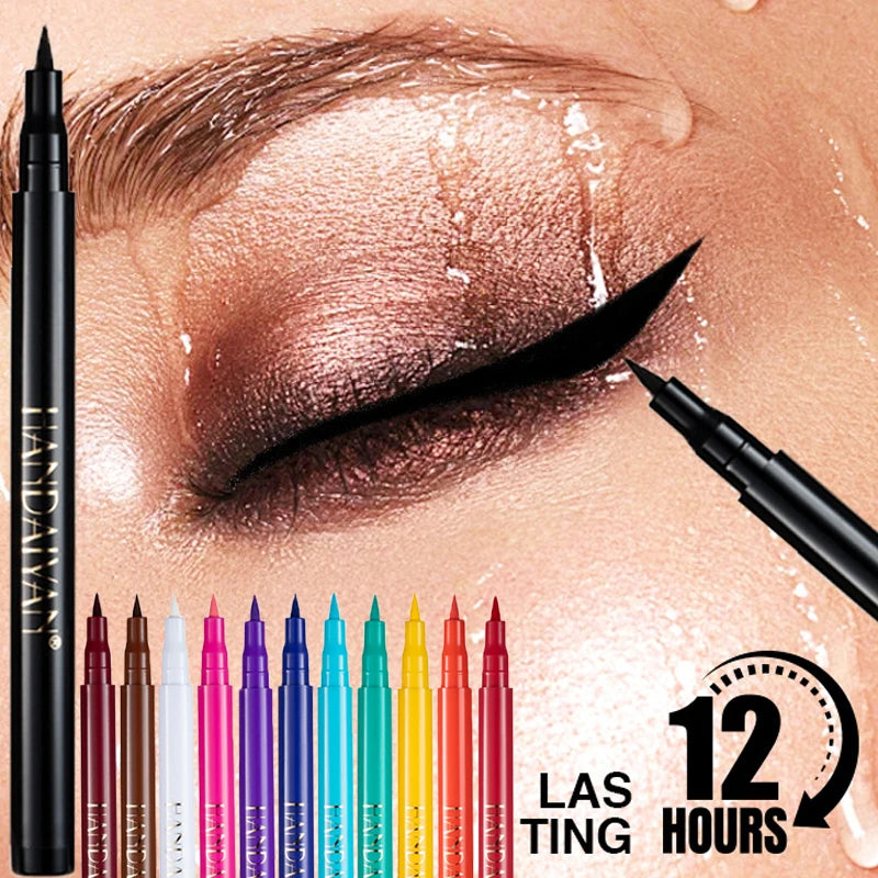 Handaiyan Matte Liquid Eyeliner – Waterproof, Quick-Dry, 12 Colors Liquid Eyeliner Pen PRIMED