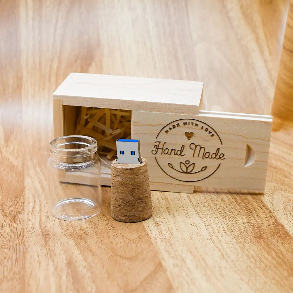 Custom Logo Drifting Bottle USB 3.0 Flash Drive – Wooden Box USB Flash Drive PRIMED