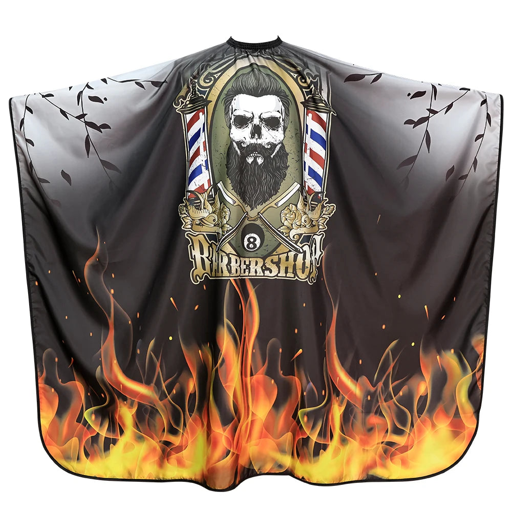 Waterproof Anti-Static Barber Cape – Black Salon Haircut Gown