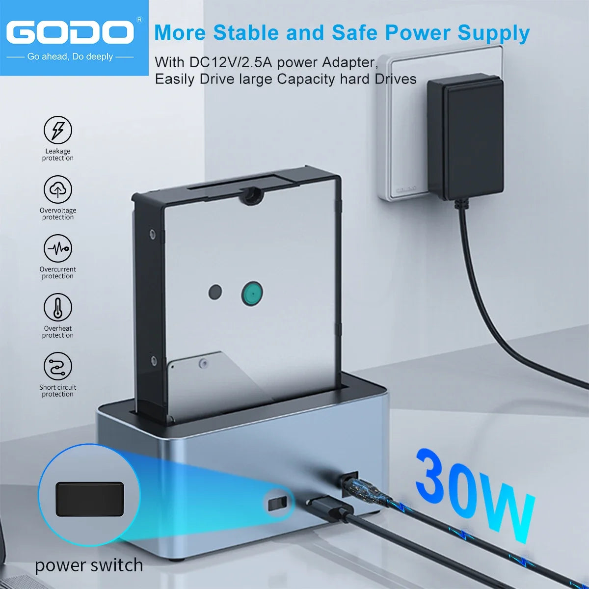 GODO USB 3.0 SAS/SATA Hard Drive Docking Station – 2.5/3.5" Hard Drive Dock PRIMED
