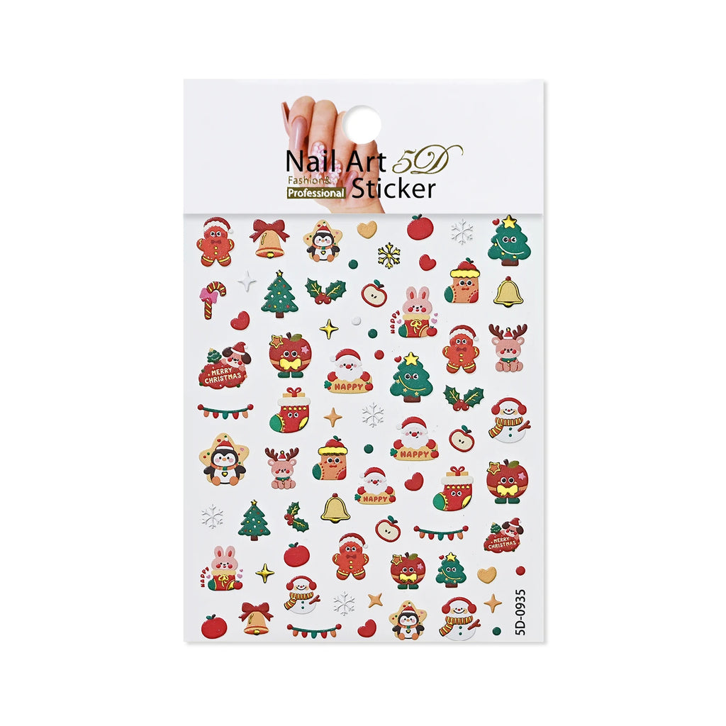 5D Gold Christmas Nail Art Stickers – 3D Snowflake Decals Nail Art Stickers PRIMED A7