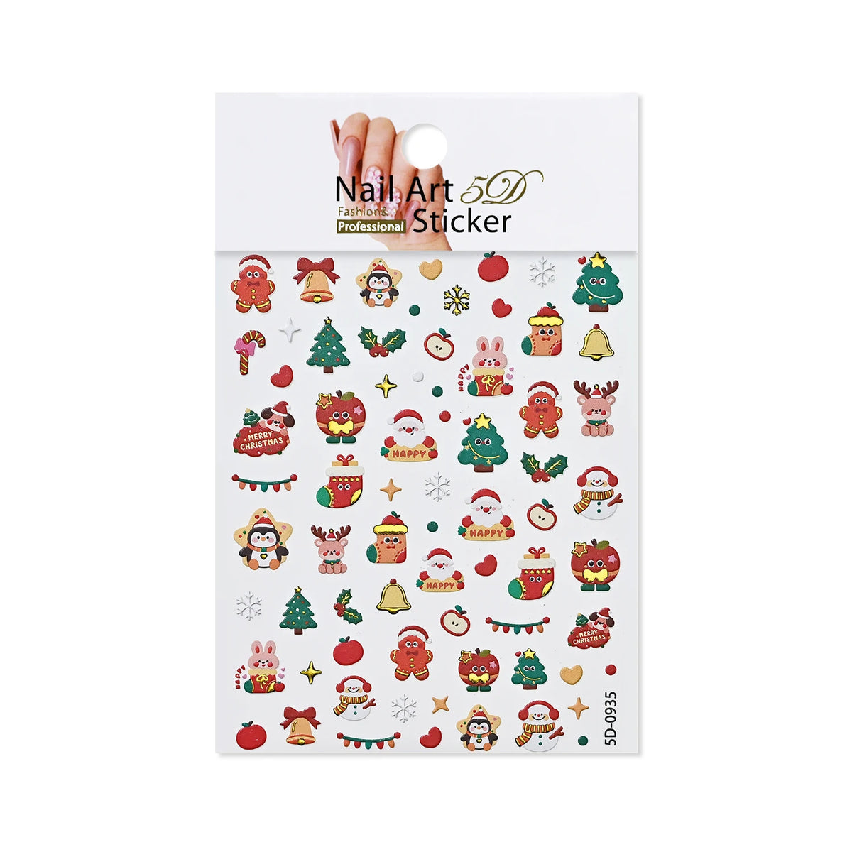 5D Gold Christmas Nail Art Stickers – 3D Snowflake Decals Nail Art Stickers PRIMED A7