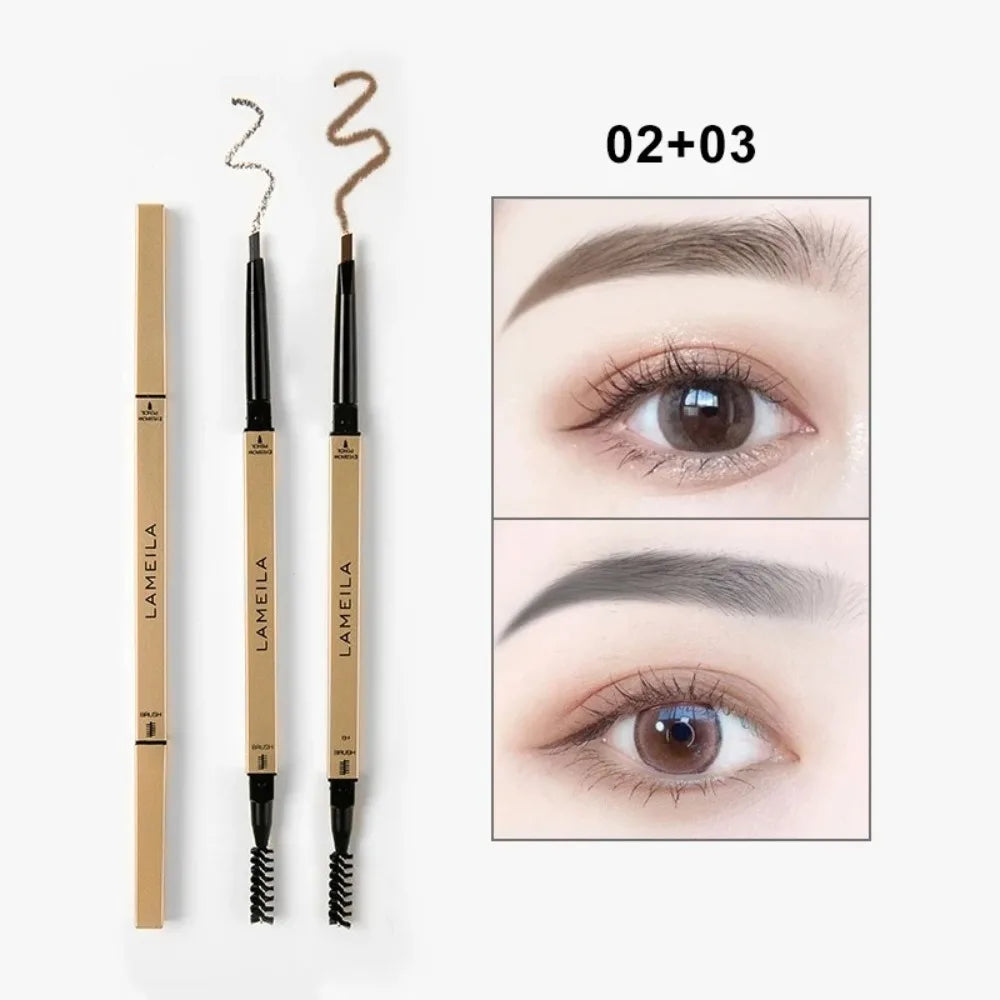 Ultra-Fine Double-Ended Waterproof Eyebrow Pencil – Light Brown Eyebrow Pencil PRIMED 02 Add 03-2Pcs