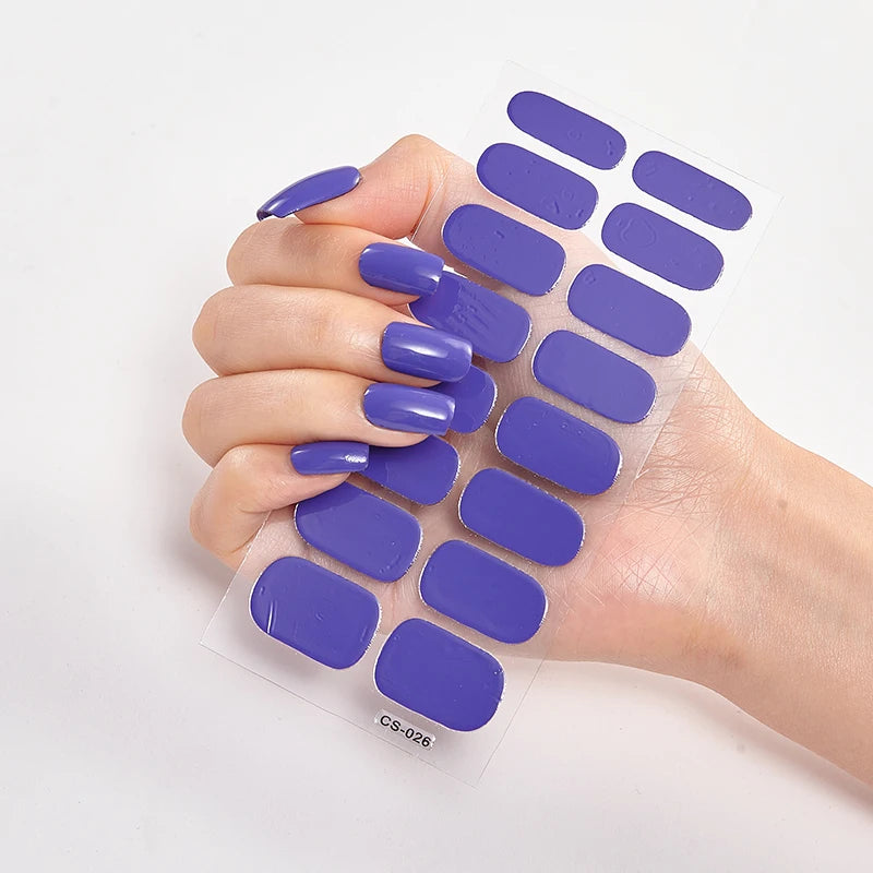 Semi-Cured Gel Nail Wraps Full Cover Stickers – 16pc Set