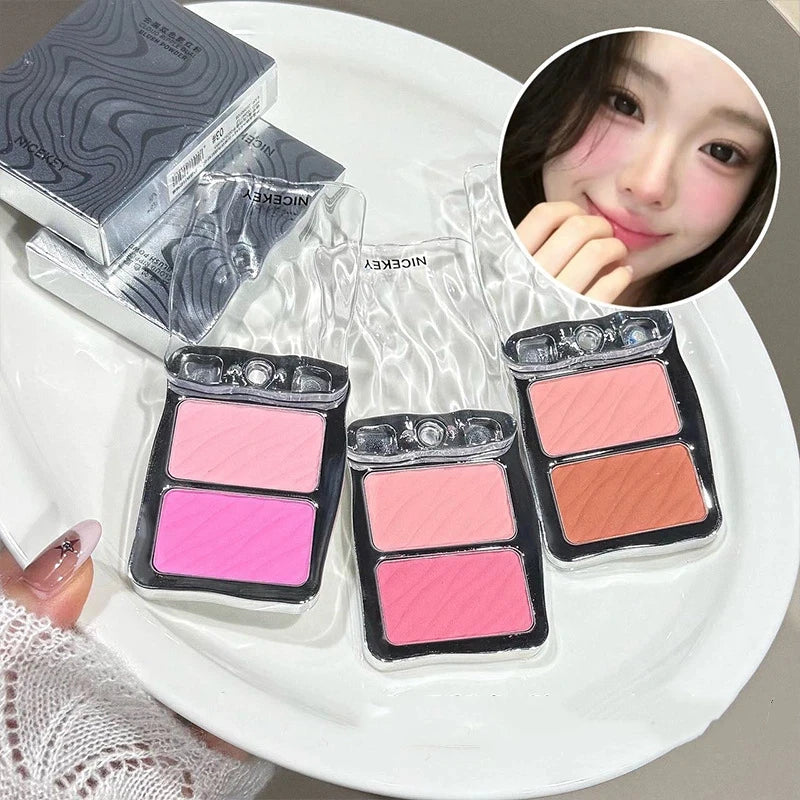 Two-Color Matte Blush Peach Pink Waterproof Contour Rouge Blush Compact PRIMED