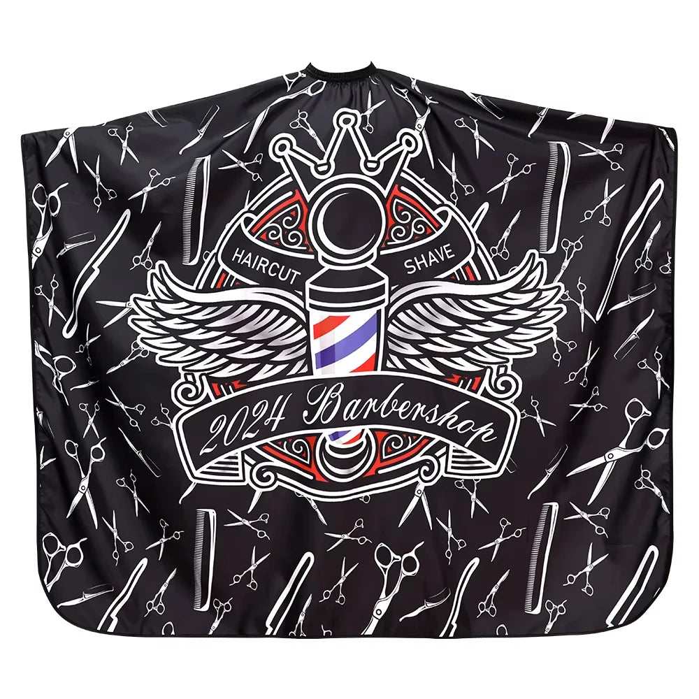 Waterproof Anti-Static Barber Cape – Black Salon Haircut Gown