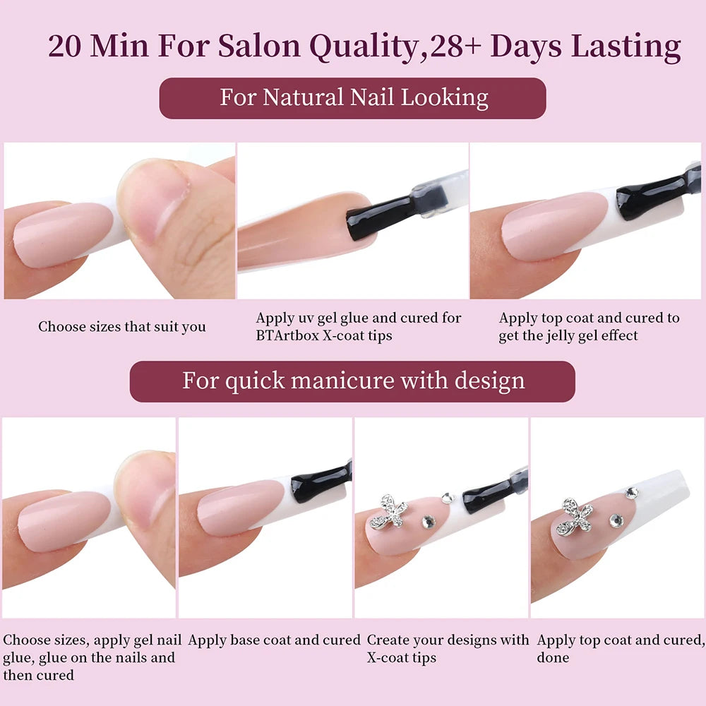 288 Pcs Rainbow Press-On Nails – Colorful Square Glossy Tips