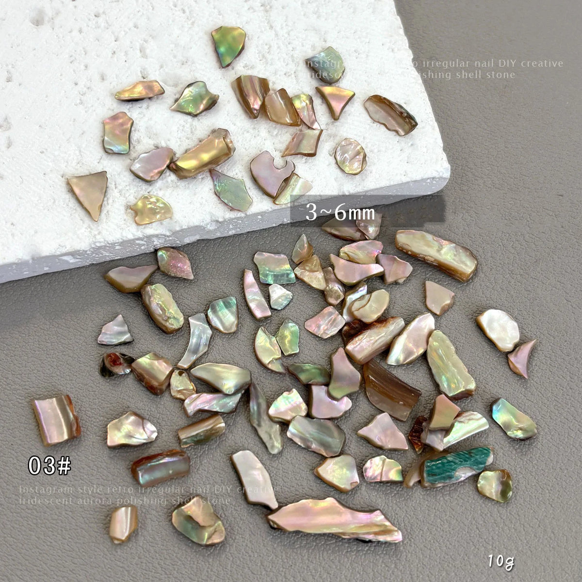 Natural Abalone Shell Nail Charms | Aurora Flatback Stones