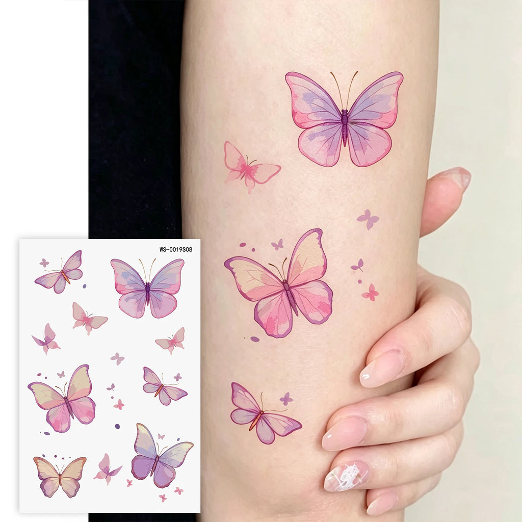10-Pack 3D Butterfly Temporary Tattoo Stickers – Pink & Purple