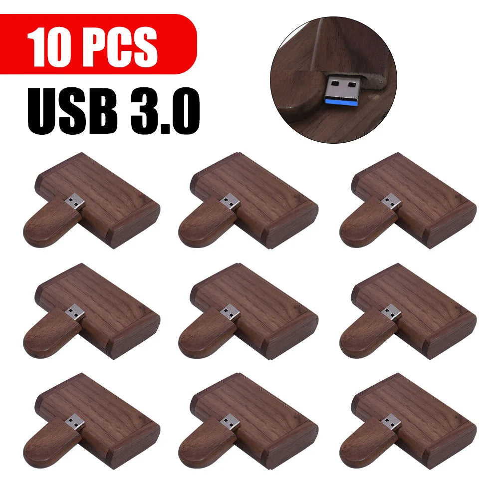 10-Pack Custom Bamboo Wood USB 3.0 Flash Drives – Free Logo USB Flash Drive PRIMED 4GB walnut wood with box