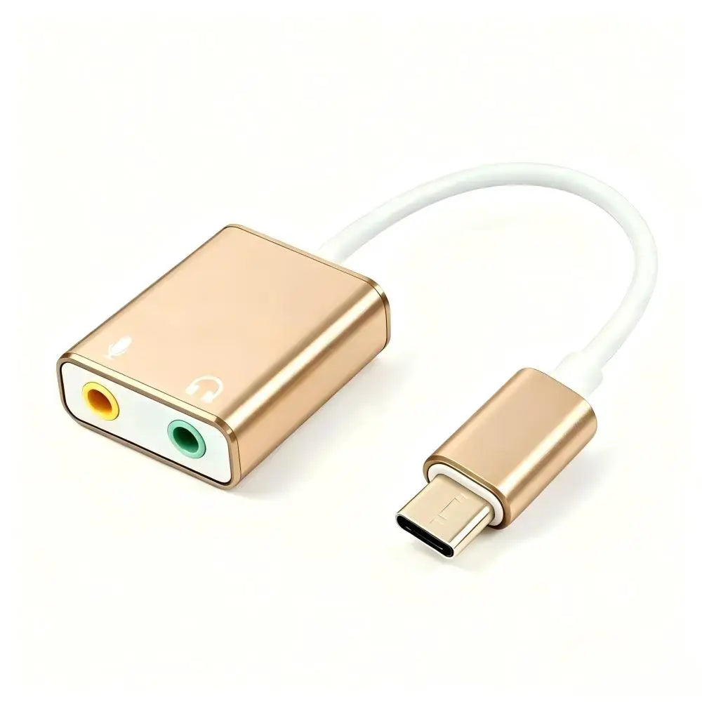 USB-C to 3.5mm External Sound Card Adapter for Laptop & Mac