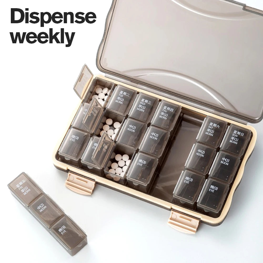 21/28 Day Pill Organizer | Large Compartments 3–4x Daily