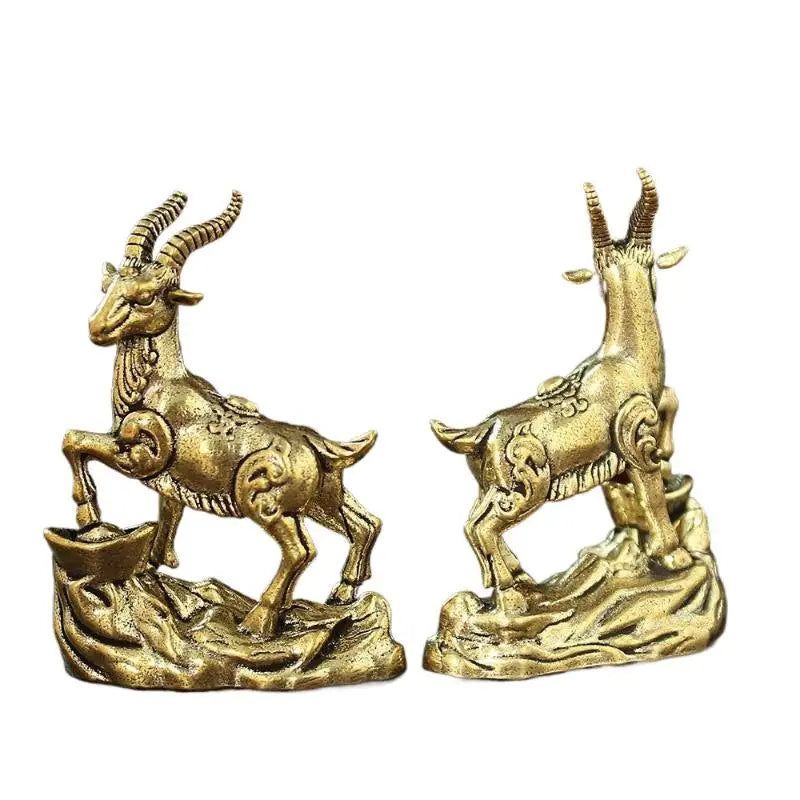 Vintage Feng Shui Brass Goat Figurine – Lucky Zodiac Ornament