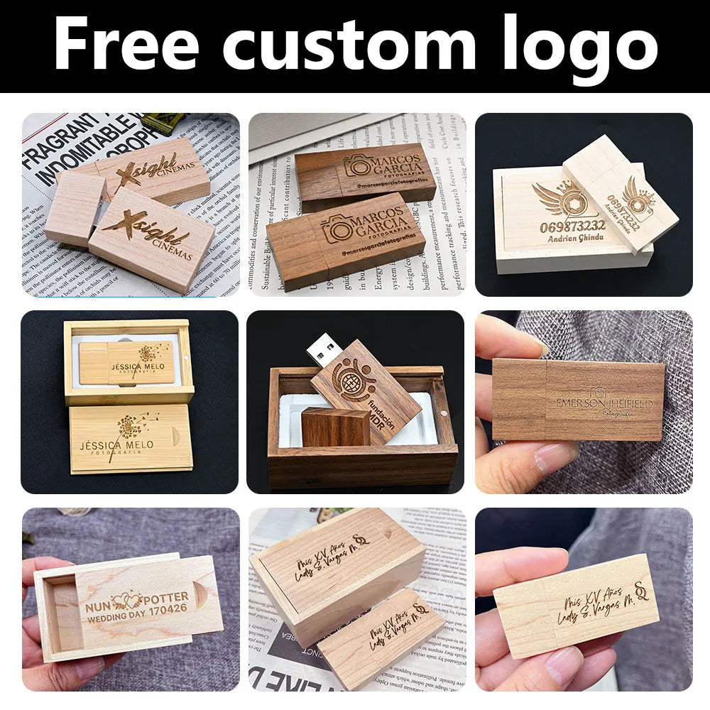 30-Pack Wooden USB Flash Drives Custom Logo 4GB–128GB USB Flash Drive PRIMED