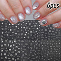 6-Piece Silvery Foil Nail Art Stickers – Cats Bears Hearts Nail Art Stickers PRIMED S1