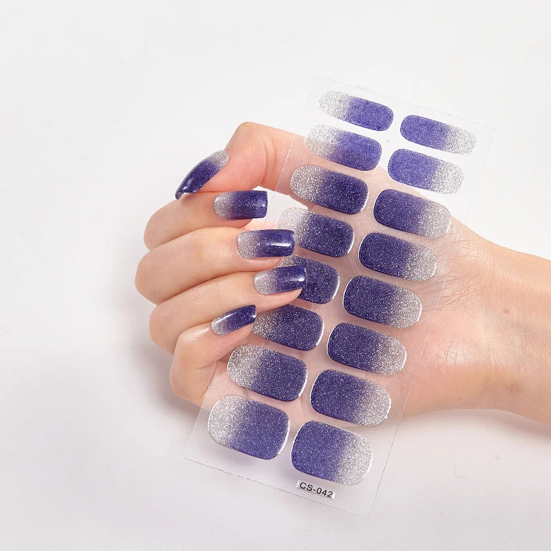 Semi-Cured Gel Nail Wraps Full Cover Stickers – 16pc Set