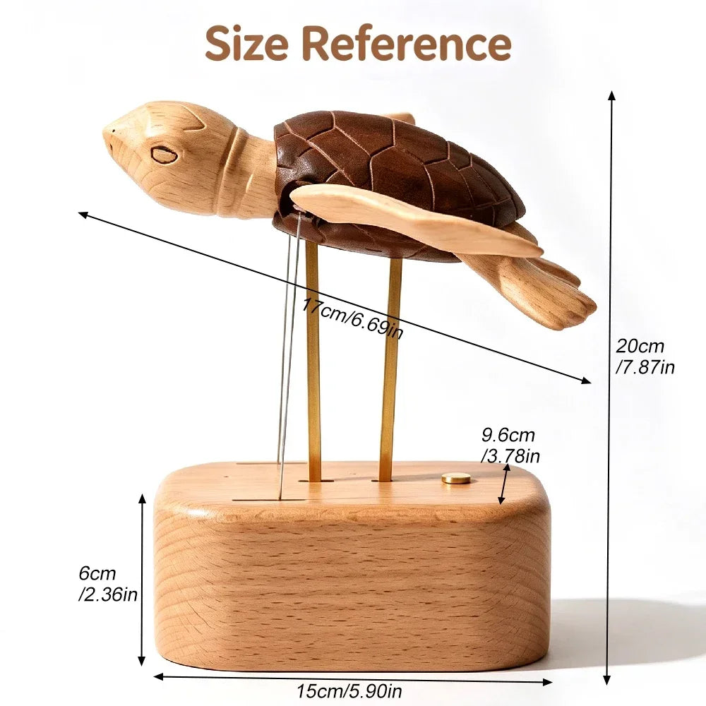 Wooden Sea Turtle Automaton – Kinetic Mechanical Sculpture