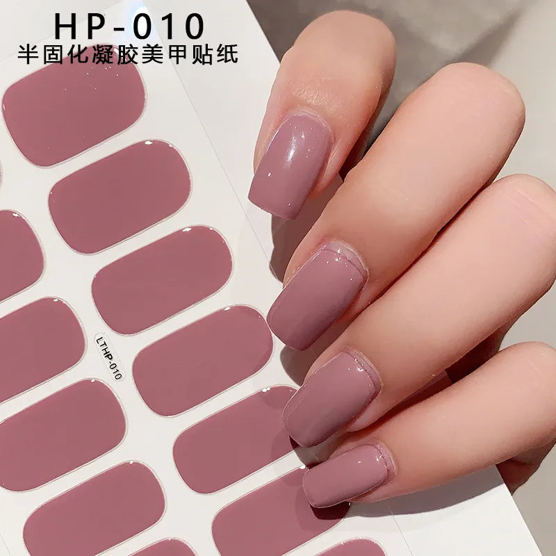 Semi-Cured Gel Nail Wraps Pink Tulip Floral | 16 Tips/Sheet