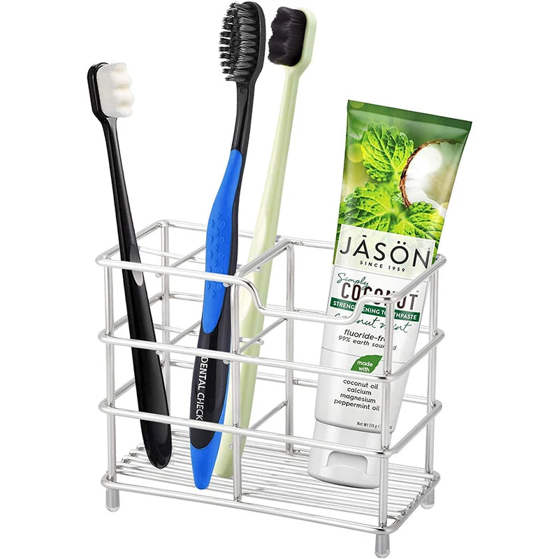 Stainless Steel Toothbrush & Toothpaste Holder Organizer