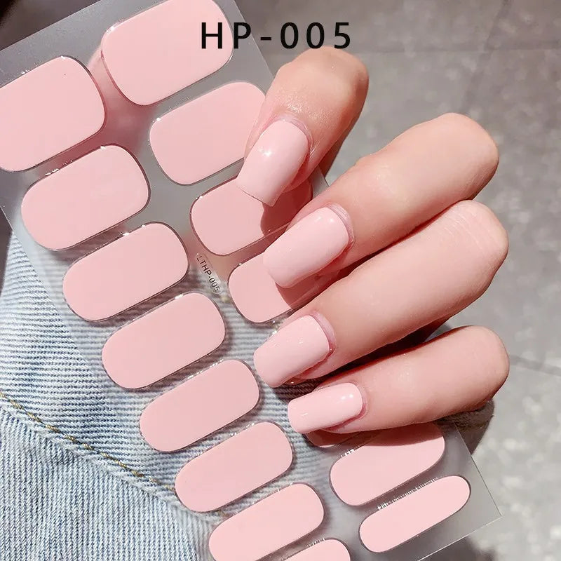 Semi-Cured Gel Nail Wraps Pink Tulip Floral | 16 Tips/Sheet
