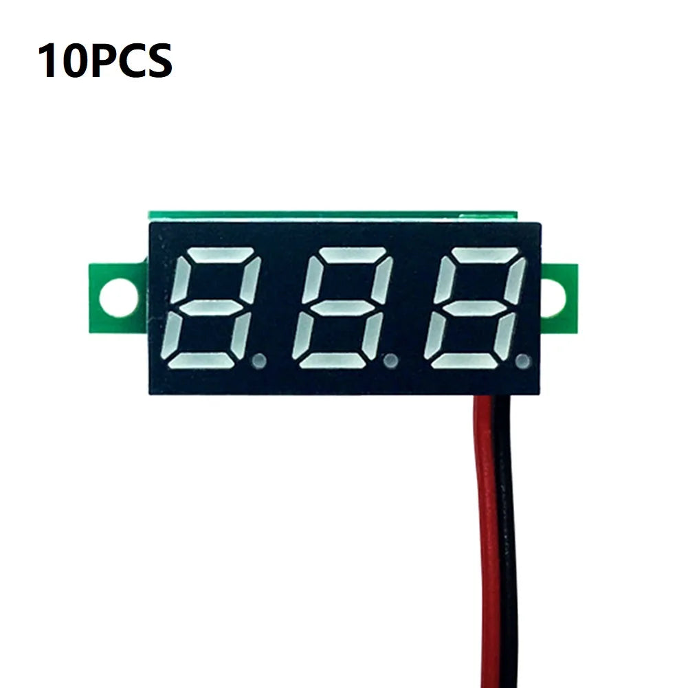 LED Digital Voltmeter 2-Wire DC 2.4–40V | Car Dashboard 10-Pack Digital Panel Voltmeter PRIMED White China Mainland