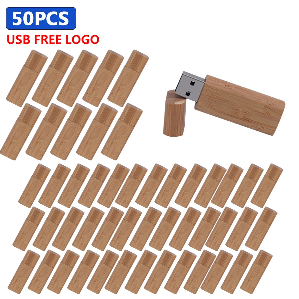 Wooden USB Flash Drive Custom Logo Bulk 4GB–64GB | 10/30/50 Pack
