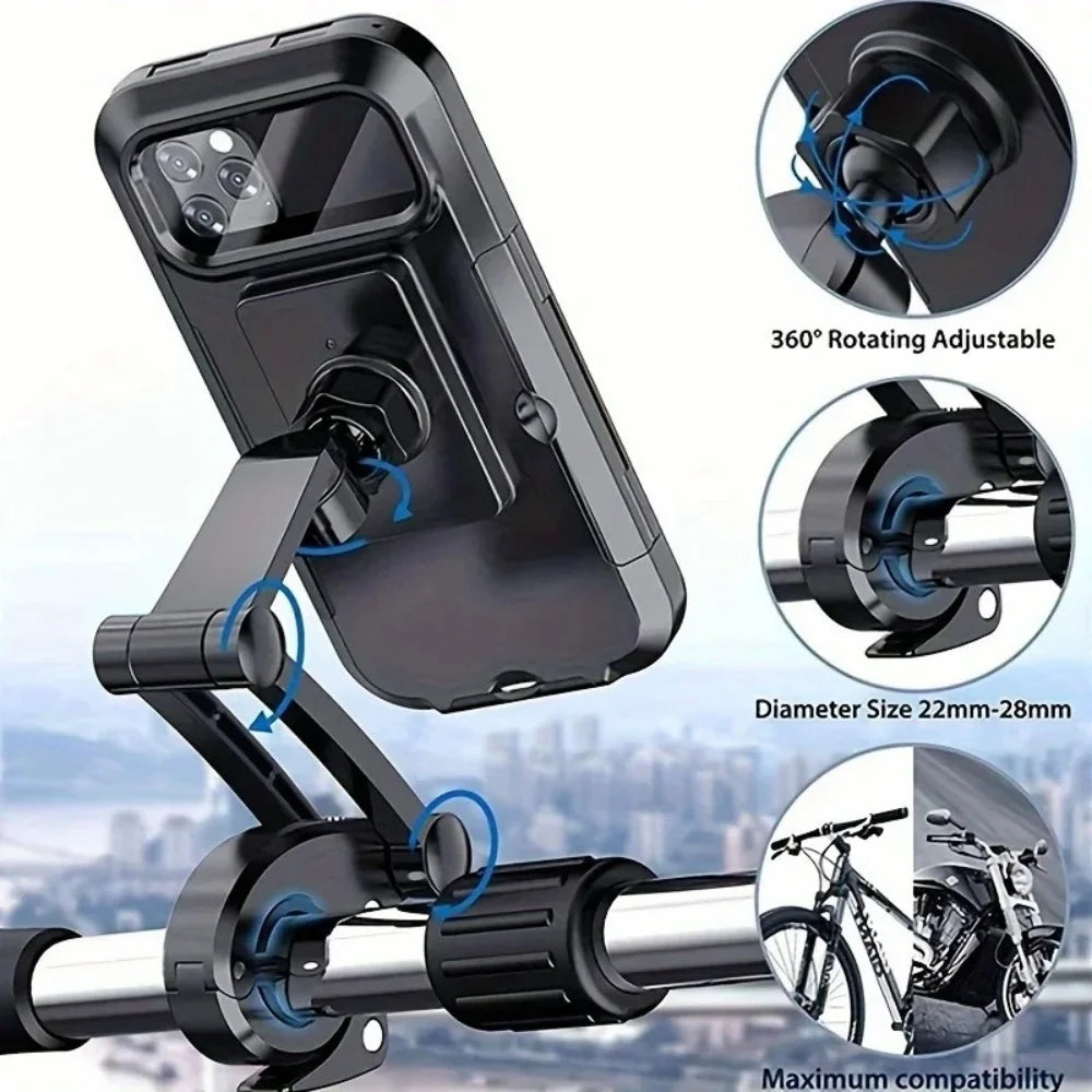 Waterproof Motorcycle Phone Holder – 360° Rotating Bike Mount Motorcycle Phone Mount PRIMED
