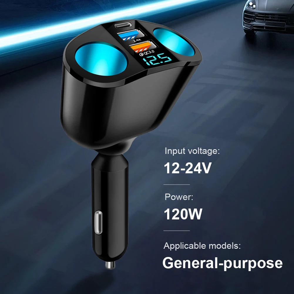 Car Cigarette Lighter USB Splitter PD QC3.0 Fast Charger Car USB Charger PRIMED