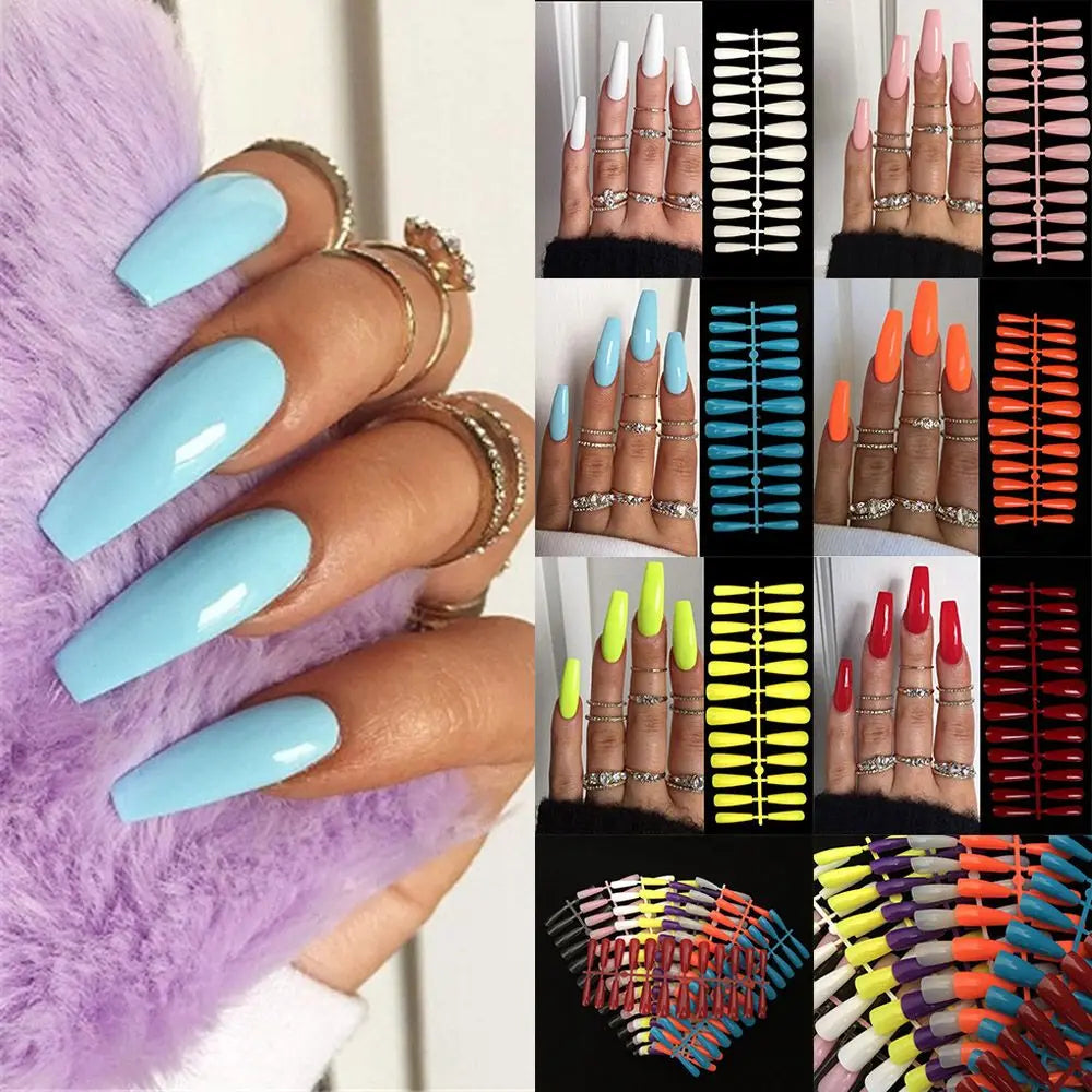24-Piece Matte Coffin Ballerina Full Cover False Nail Tips