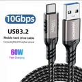 Hannord USB-A to USB-C 3.2 Gen2 Cable – 10Gbps 60W Fast Charge USB-C Data Cable PRIMED Grey Braided 1m