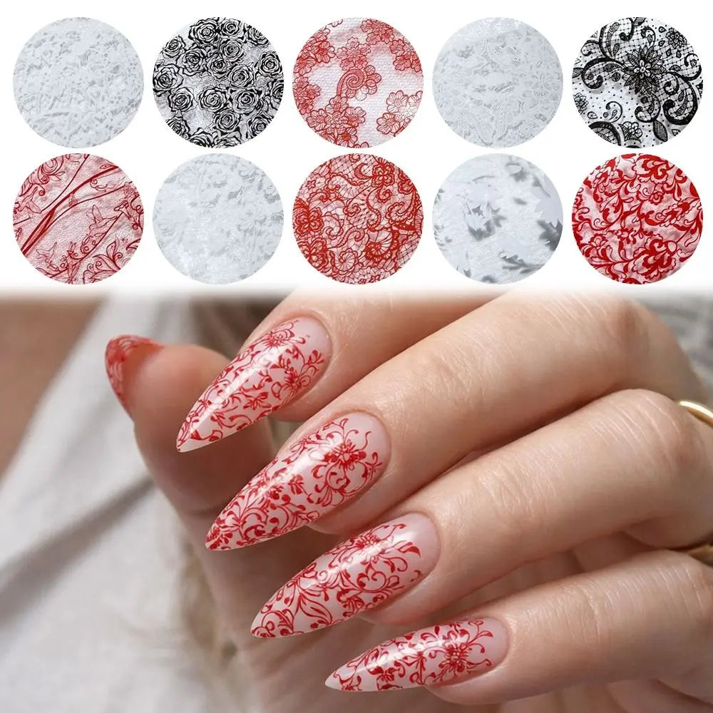 Nail Foil Transfer Stickers – Lace, Leopard & Stripe Designs