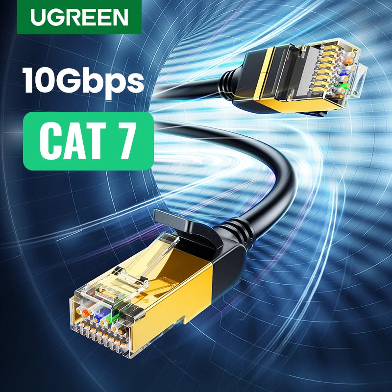 UGREEN Cat 7 Flat Ethernet Cable 10Gbps STP RJ45 LAN Patch Cord Ethernet Patch Cable PRIMED