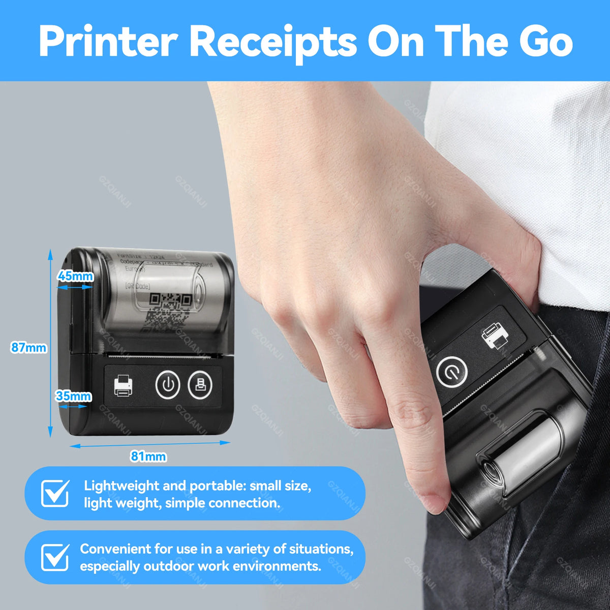 58mm Portable Bluetooth Thermal Receipt Printer | USB Android iOS Thermal Receipt Printer PRIMED