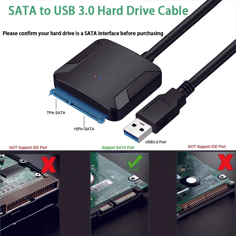 USB 3.0 to SATA Adapter for 2.5/3.5" SSD & HDD | 5Gbps SATA USB Adapter PRIMED